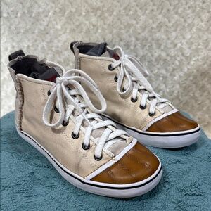 Sorel Beige and Gray Canvas Sneakers